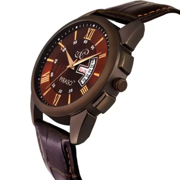 Piraso men's brown leather watch, Piraso 1150-BR analog watch
