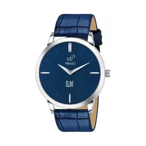 Piraso 1584 SL04 Men's Blue Dial Blue Leather Strap Analog Watch