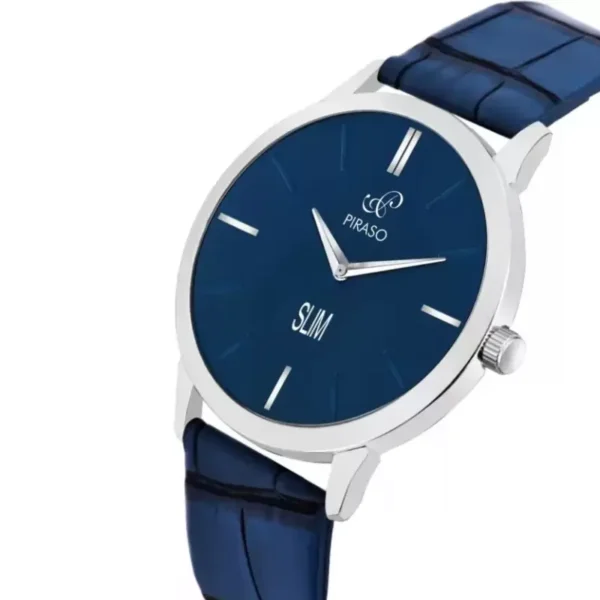 Piraso 1584 SL04 Men's Blue Dial Blue Leather Strap Analog Watch