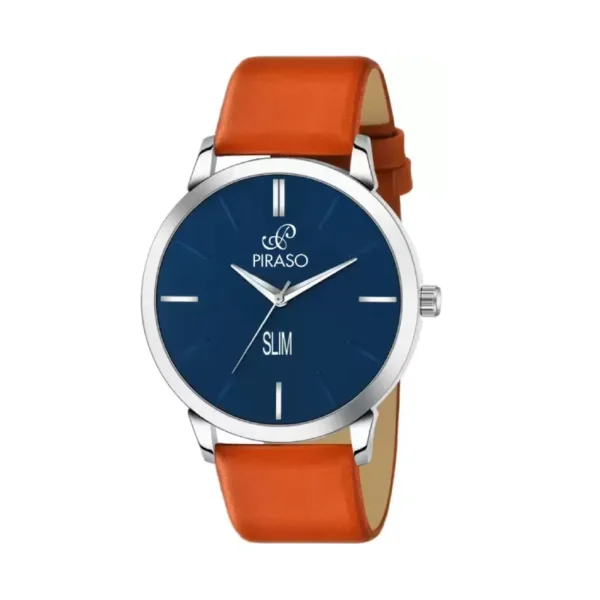 Piraso 1584 SL04 Men's Analog Watch - Blue Dial, Brown Leather Strap