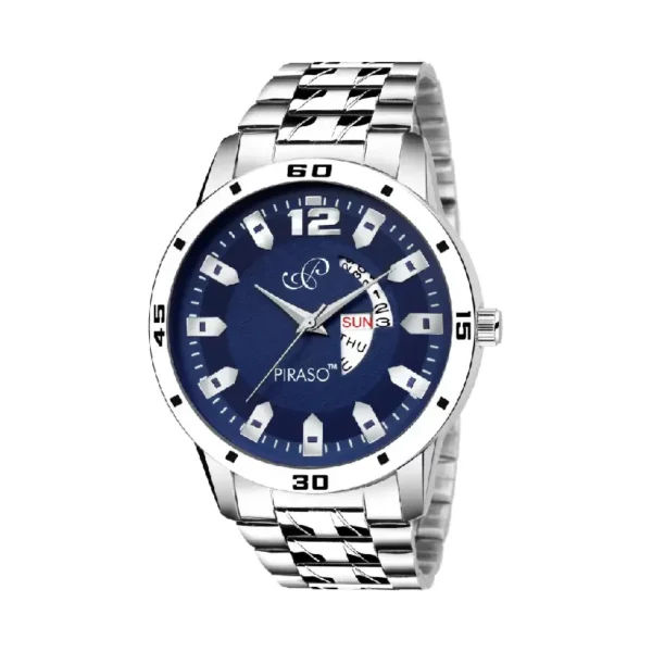 Piraso 2034-BL-CK blue dial men's watch, silver chain strap analog watch