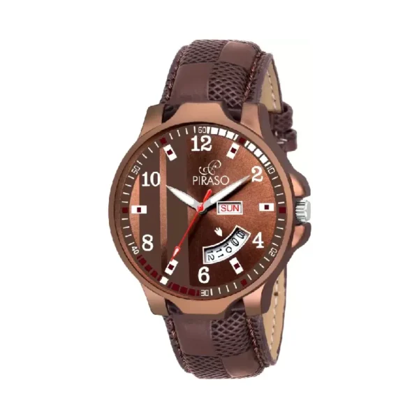 Piraso men's brown leather strap watch, Piraso 2051-BR analog watch