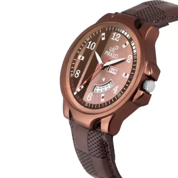 Piraso men's brown leather strap watch, Piraso 2051-BR analog watch