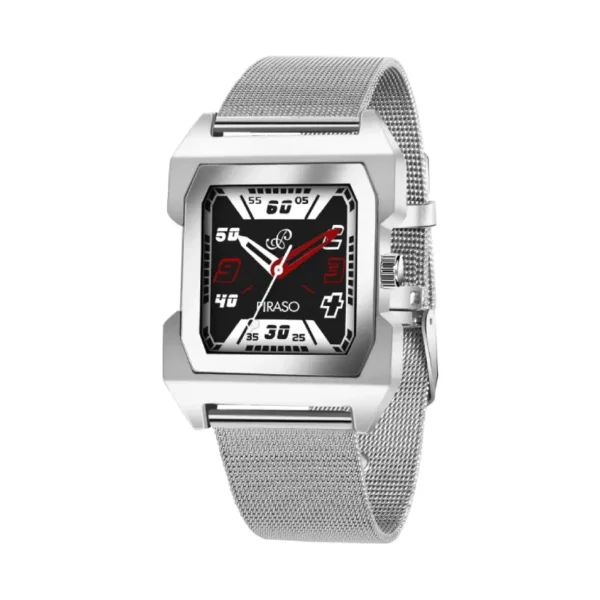 Piraso 3122 men’s silver watch, multicolor dial designer strap watch