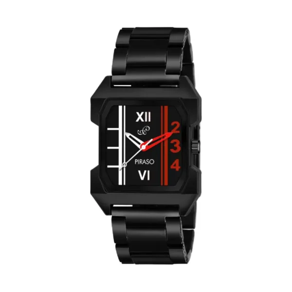 Piraso 3134 men's black dial stainless steel watch