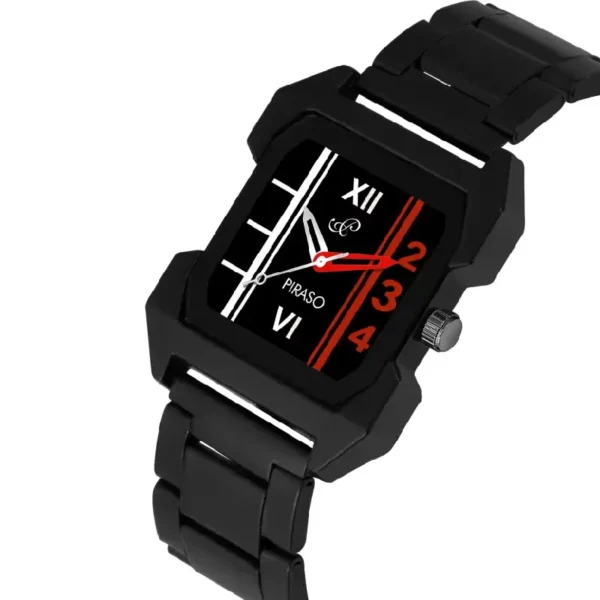 Piraso 3134 men's black dial stainless steel watch