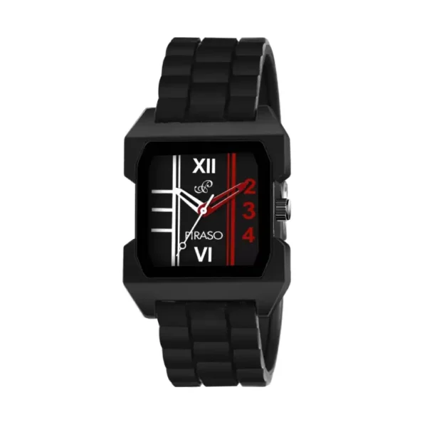 Piraso 3134 men's watch, black dial quartz watch, designer mesh strap watch