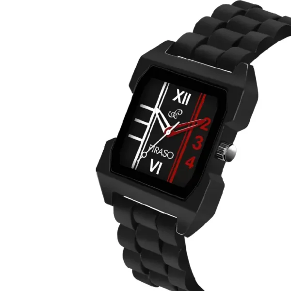 Piraso 3134 men's watch, black dial quartz watch, designer mesh strap watch