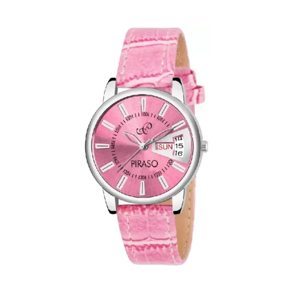 Piraso 4057 women's pink watch, leather strap, analog display