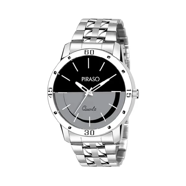 Piraso 42-BK-CK men's silver chain black dial watch