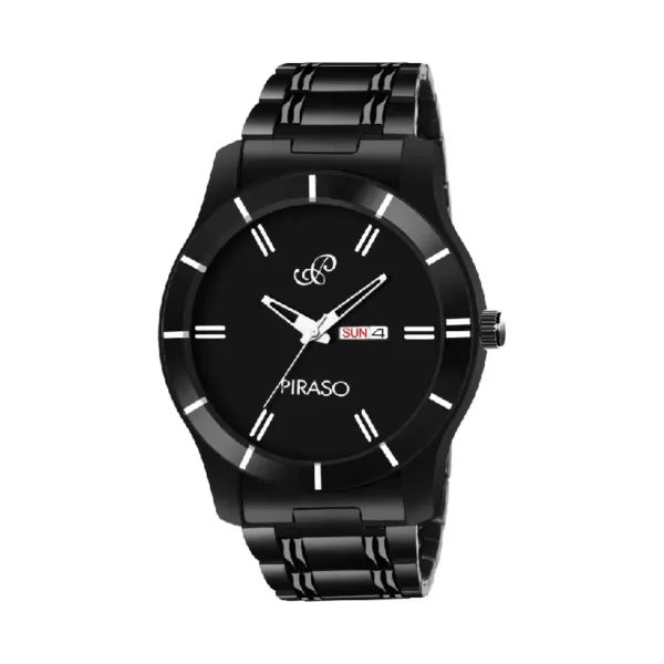 Piraso D&D 0605 black dial men's watch, stainless steel strap watch, elegant men's analog watch