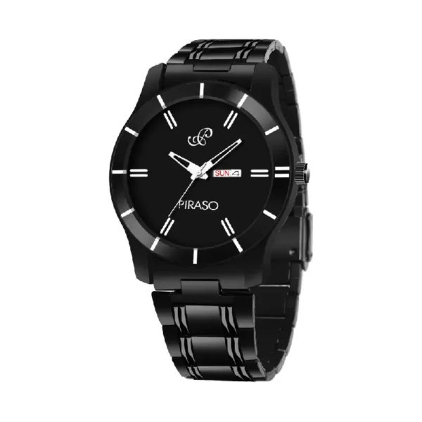 Piraso D&D 0605 black dial men's watch, stainless steel strap watch, elegant men's analog watch