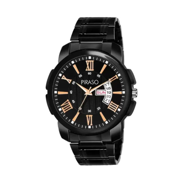 Piraso D&D-12 men's black chain watch, analog dial