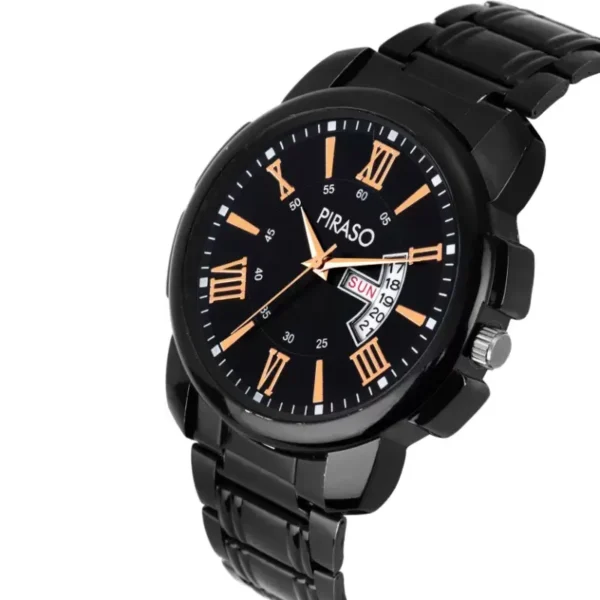 Piraso D&D-12 men's black chain watch, analog dial