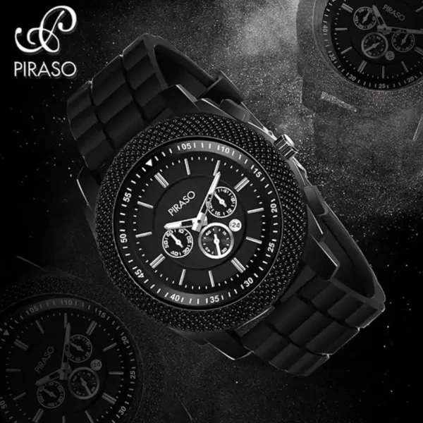 Piraso D&D 2024 men's analog watch, black mesh strap watch, elegant men's quartz watch