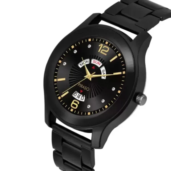 Piraso D&D C25 Watch, Men's Black Chain Watch, Analog Timepiece