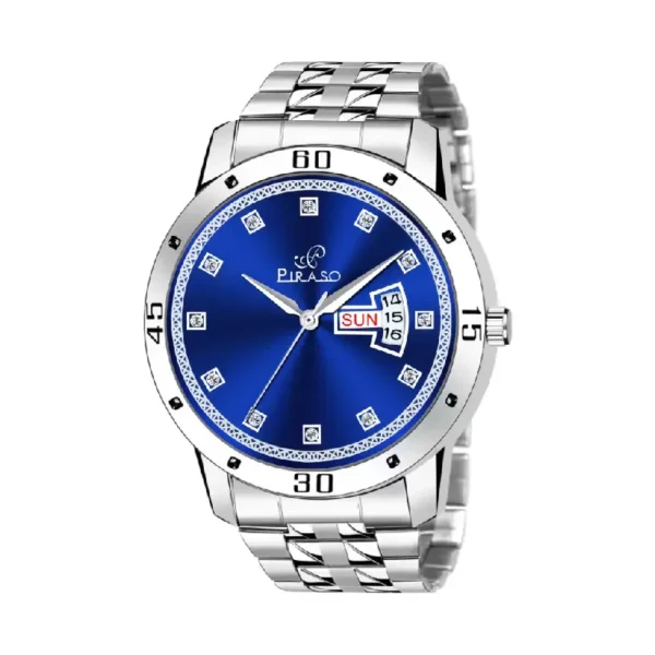Piraso D&D F24 men's watch, blue dial, silver white chain watch