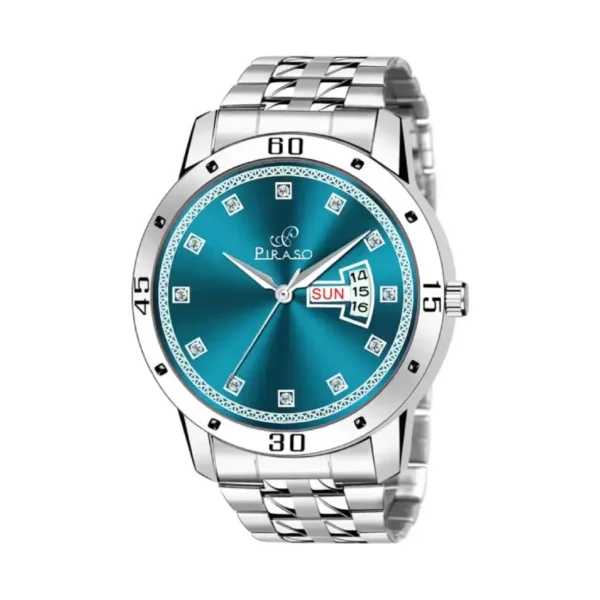 Piraso D&D F24 men's watch, turquoise dial, silver white chain