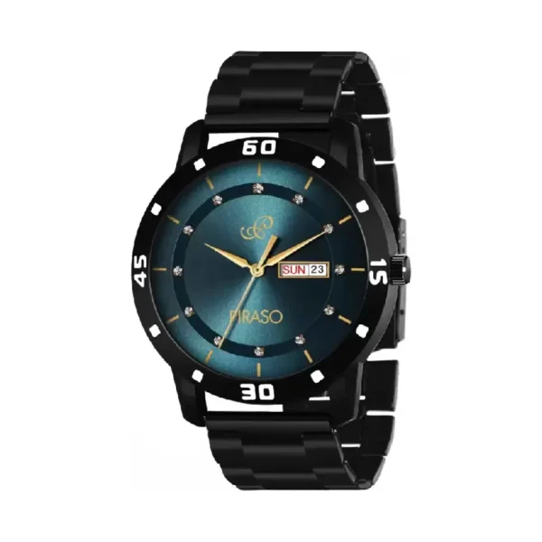 Piraso D&D F92 blue dial men's watch with black stainless steel chain