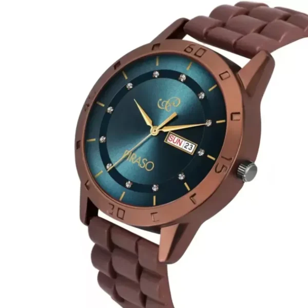 Piraso men's blue dial watch, brown mesh silicon strap watch, Piraso D&D F92