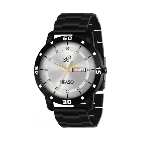 Piraso D&D F92 Silver Dial Black Chain Analog Watch for Men
