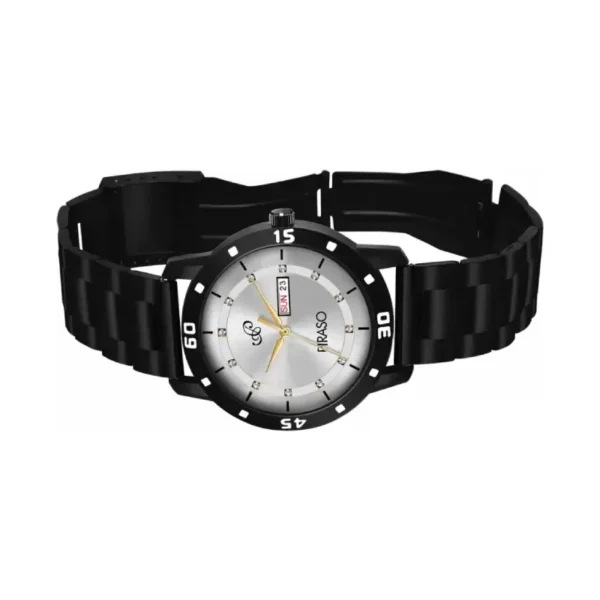Piraso D&D F92 Silver Dial Black Chain Analog Watch for Men
