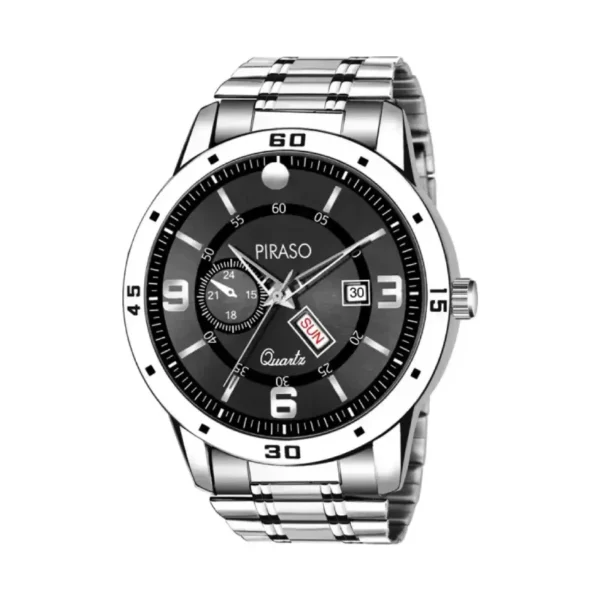 Piraso D&D F95 men's watch, silver chain analog watch, elegant men's watch