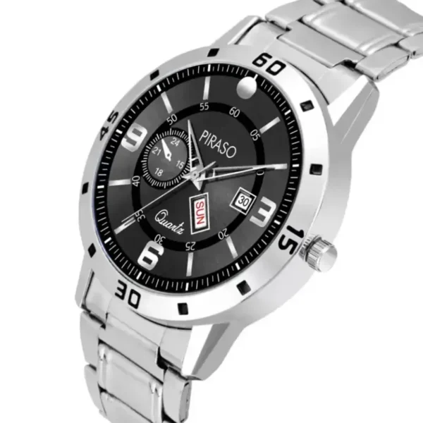 Piraso D&D F95 men's watch, silver chain analog watch, elegant men's watch