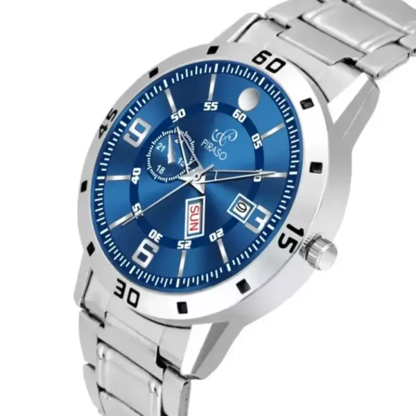Piraso D&D F95 men's watch, blue dial silver chain,