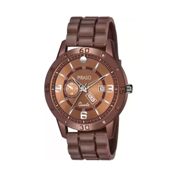 Piraso D&D F95 men's watch, brown silicon mesh strap watch
