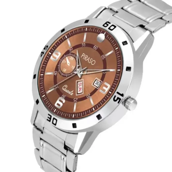 Piraso D&D F95 Men's Watch Silver Chain, Brown Dial Men's Watch, Quartz Analog Watch for Men