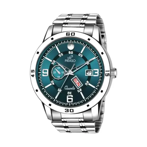 Piraso D&D F95 men's watch, green dial, silver chain
