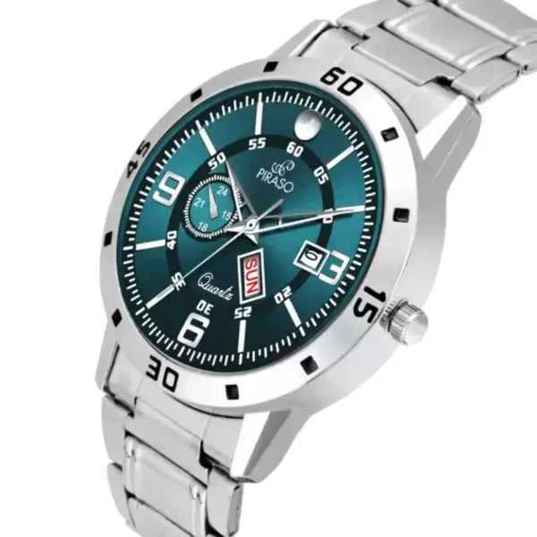 Piraso D&D F95 men's watch, green dial, silver chain