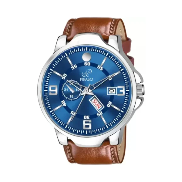 Piraso D&D P95419 men's blue dial watch, Piraso leather strap watch