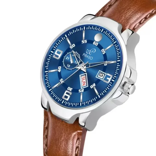 Piraso D&D P95419 men's blue dial watch, Piraso leather strap watch