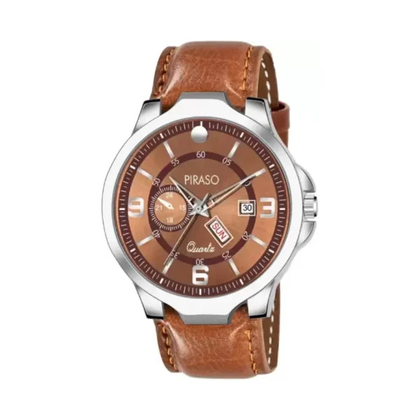 Piraso D&D P95419 men's brown leather analog watch