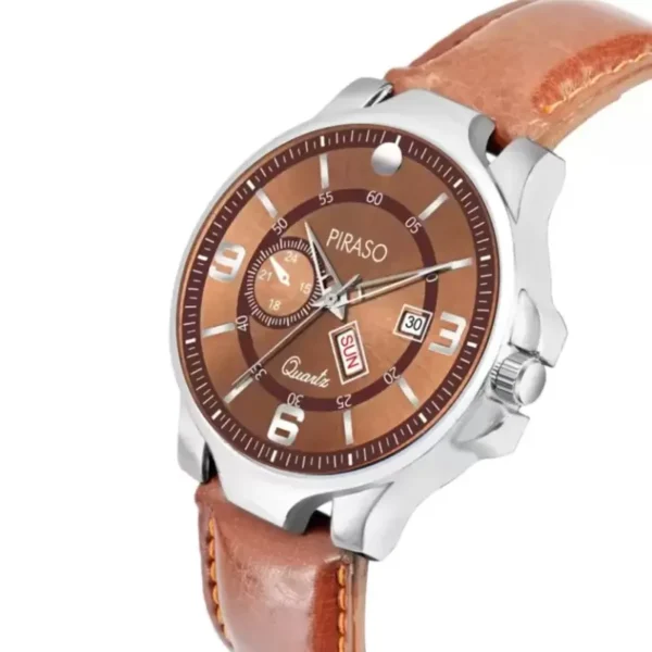 Piraso D&D P95419 men's brown leather analog watch