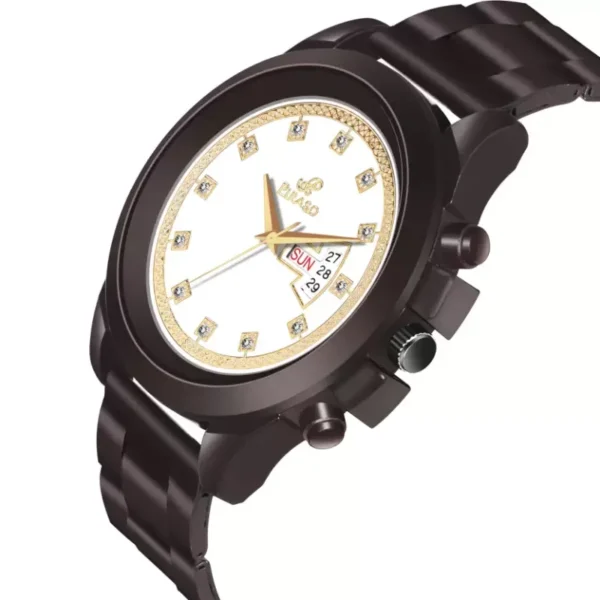 Piraso D&D RS24 men's analog watch white dial brown chain