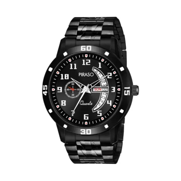 Piraso PR2727 Men's Black Dial Analog Watch, Stainless Steel Strap
