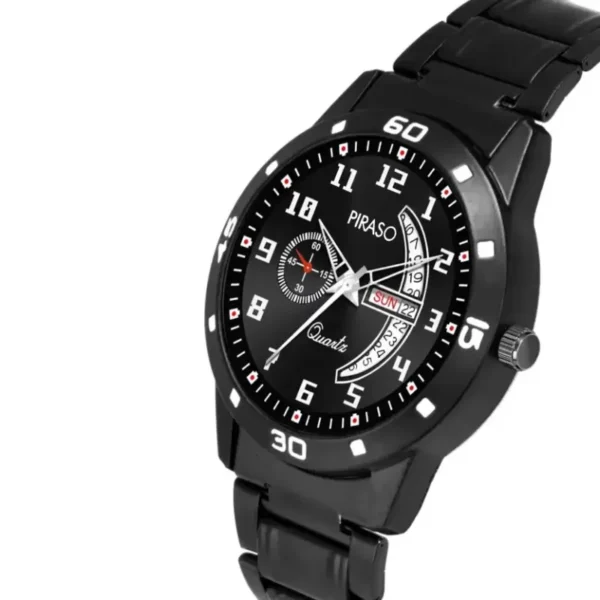 Piraso PR2727 Men's Black Dial Analog Watch, Stainless Steel Strap