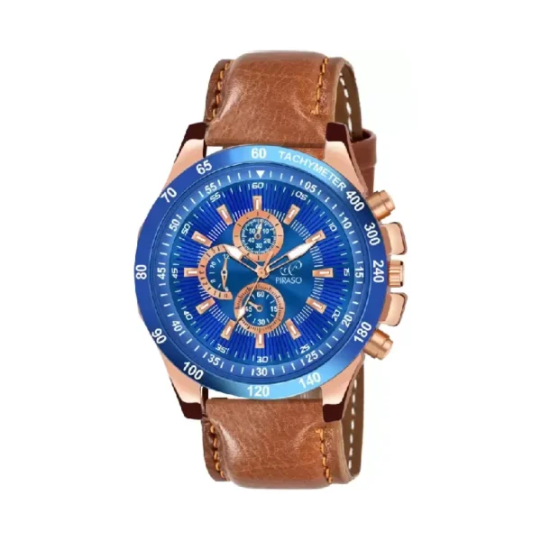 Piraso RSSL 2020 Analog Watch Blue Copper Dial Brown Leather Strap