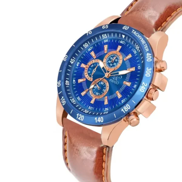 Piraso RSSL 2020 Analog Watch Blue Copper Dial Brown Leather Strap