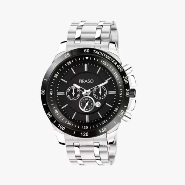Piraso men's silver analog watch, Piraso RSSL 2022 black dial
