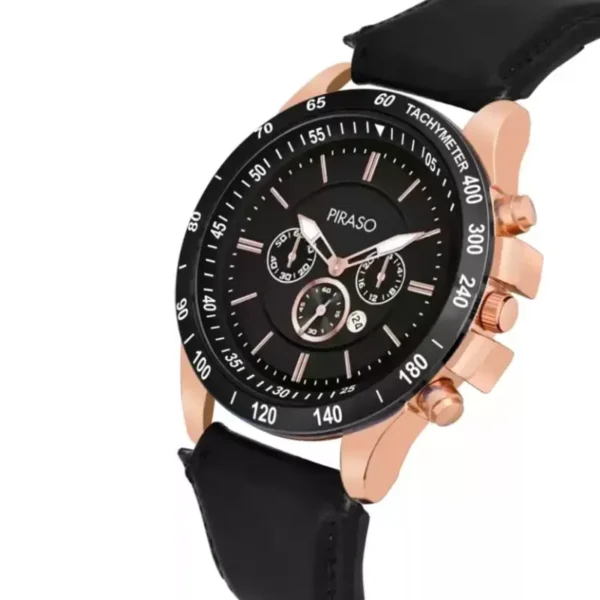 Piraso RSSL 2022 men's leather strap watch, copper black dial