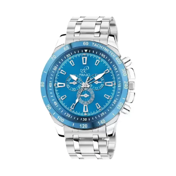 Piraso men's blue dial watch, Piraso RSSL 8905 silver chain watch