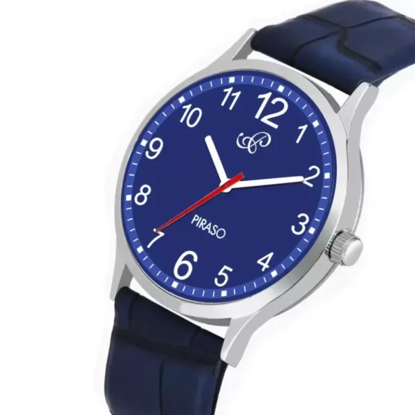 Piraso SX Times men's blue dial watch, blue leather strap watch for men