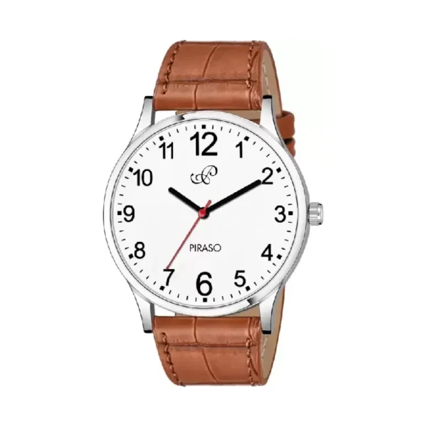 Piraso SX Times white dial men's leather watch
