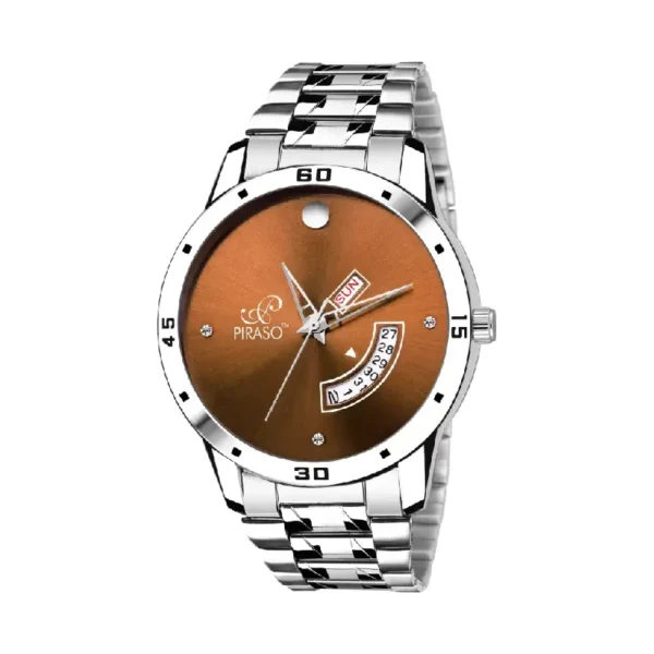 Piraso 1140-BR-CK men's brown dial silver chain watch