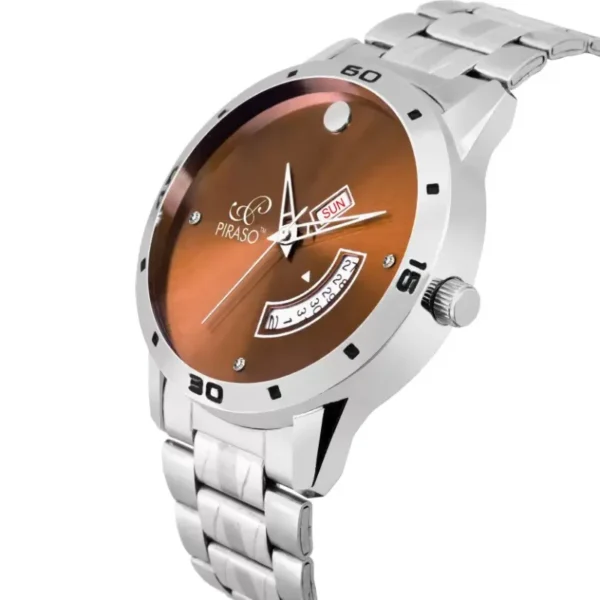 Piraso 1140-BR-CK men's brown dial silver chain watch