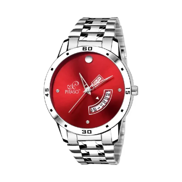 Piraso 1140-RD-CK men's red dial silver chain watch